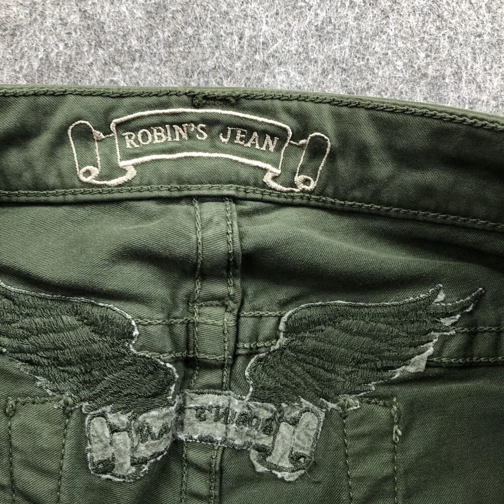 Robins Jean Jeans Mens 29 Green Slim Straight Denim Pants Made USA Casual